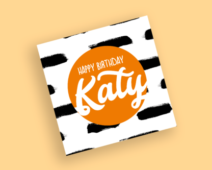 Personalised Orange & Stripe Birthday Card