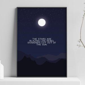 The Killers "The stars are blazing like rebel diamonds cut out of the sun" Art Poster Print