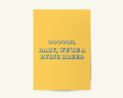 Dying Breed - The Killers Inspired Imploding The Mirage Song Lyric Print