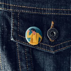 Brandon Flowers in Gold - 25mm Button Badge - Inspired by The Killers