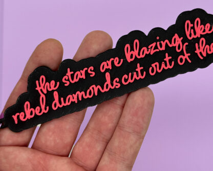Read My Mind XL The Killers Inspired Keychain with "The Stars Are Blazing Like Rebel Diamonds Cut Out Of The Sun" Lyrics