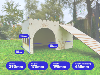 Guinea Pig Wooden Castle House, Wooden Pet Playhouse, Castle Hide, Cavies Shelter, Cavy Castle - Image 2