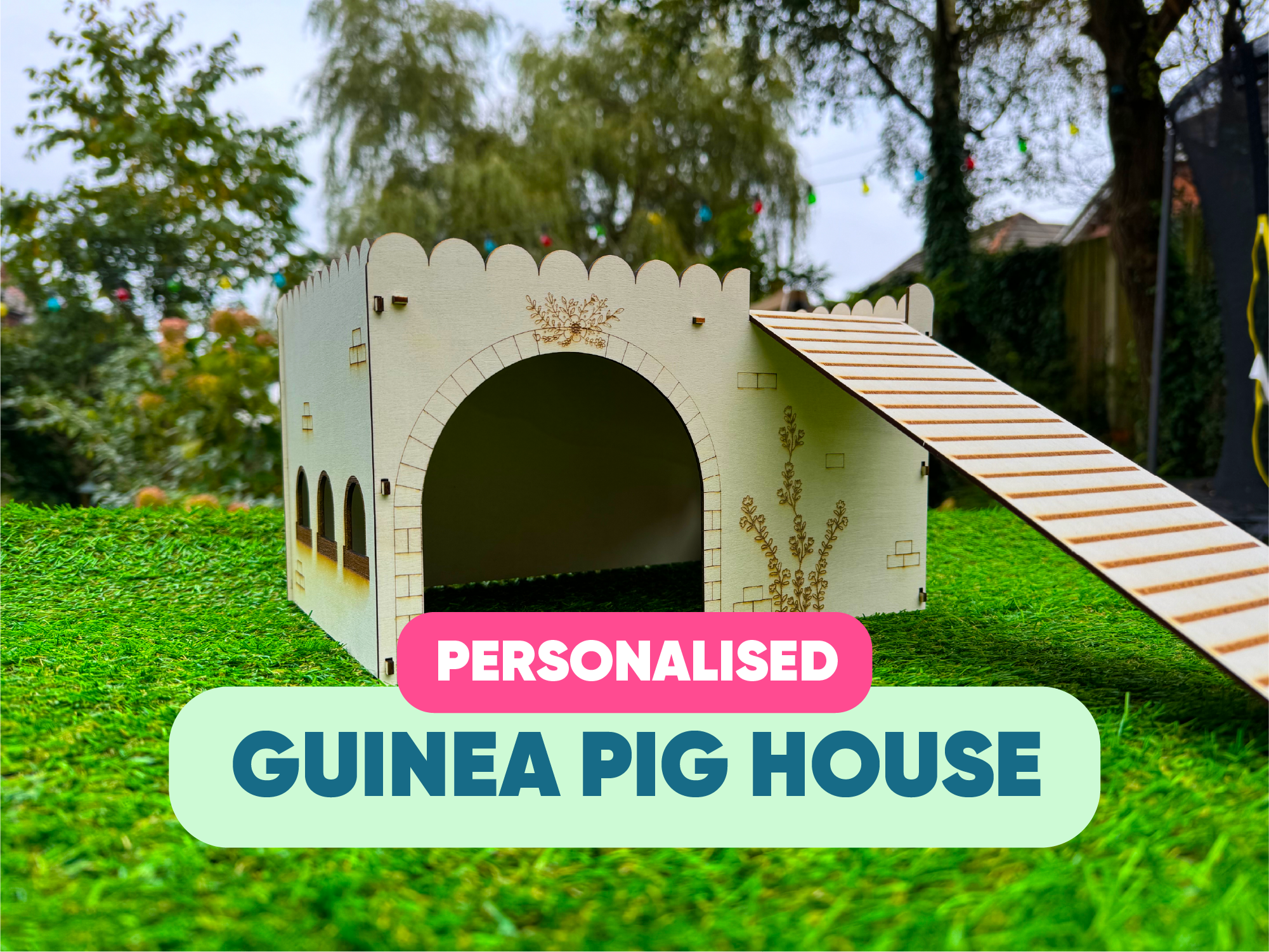Guinea Pig Wooden Castle House Wooden Pet Playhouse Castle Hide