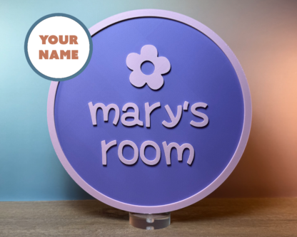 Personalised Kids Daisy Door Sign - Custom Name Sign for Children's Room or Classroom